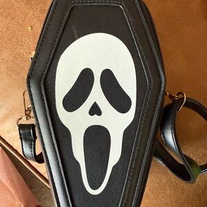 Ghost Face Black Coffin-Shaped Bag with White Scream Design Scream